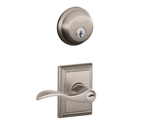 Schlage Residential FB50ACC619ADD-1 Accent Lever and Addison Rose Combo Pack Satin Nickel Finish