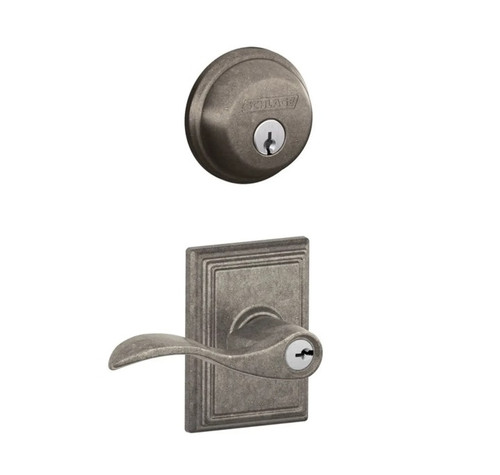 Schlage Residential FB50ACC621ADD-1 Accent Lever and Addison Rose Combo Pack Distressed Nickel Finish