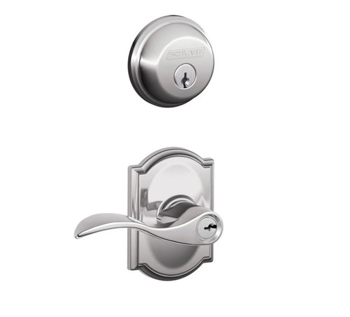 Schlage Residential FB50ACC625CAM-1 Accent Lever and Camelot Rose Combo Pack Polished Chrome Finish