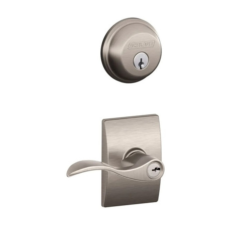 Schlage Residential FB50ACC619CEN Accent Lever and Century Rose Combo Pack Satin Nickel Finish