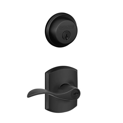 Schlage Residential FB50ACC622GRW-1 Accent Lever and Greenwich Rose Combo Pack Matte Black Finish