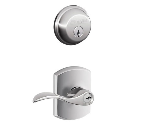 Schlage Residential FB50ACC625GRW-1 Accent Lever and Greenwich Rose Combo Pack Polished Chrome Finish