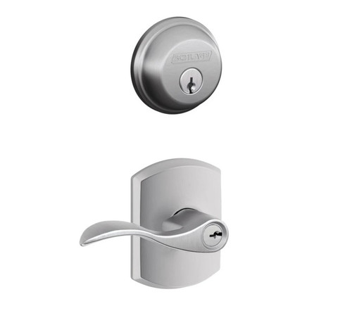 Schlage Residential FB50ACC626GRW-1 Accent Lever and Greenwich Rose Combo Pack Satin Chrome Finish