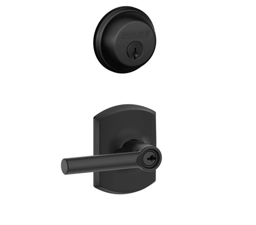 Schlage Residential FB50BRW622GRW-1 Broadway Lever with Greenwich Rose Combo Pack Matte Black Finish