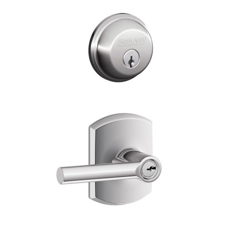 Schlage Residential FB50BRW625GRW Broadway Lever with Greenwich Rose Combo Pack Polished Chrome Finish