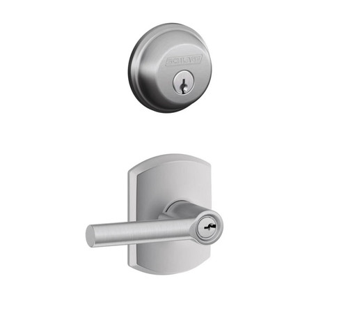 Schlage Residential FB50BRW626GRW-1 Broadway Lever with Greenwich Rose Combo Pack Satin Chrome Finish