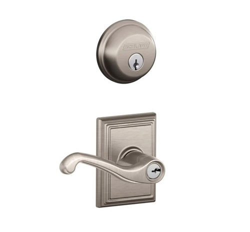 Schlage Residential FB50FLA619ADD Flair Lever with Addison Rose Combo Pack Satin Nickel Finish