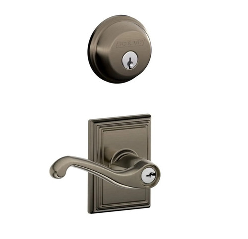 Schlage Residential FB50FLA620ADD Flair Lever with Addison Rose Combo Pack Antique Pewter Finish