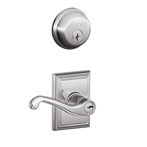 Schlage Residential FB50FLA625ADD-1 Flair Lever with Addison Rose Combo Pack Polished Chrome Finish
