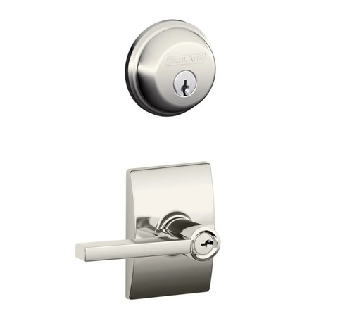 Schlage Residential FB50LAT618CEN-1 Latitude Lever with Century Rose Combo Pack Polished Nickel Finish