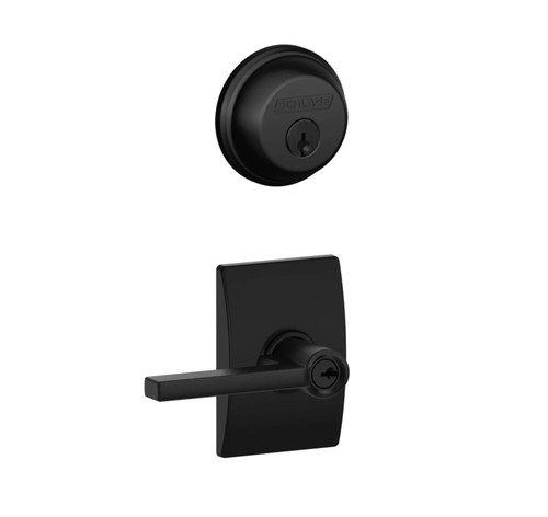 Schlage Residential FB50LAT622CEN-1 Latitude Lever with Century Rose Combo Pack Matte Black Finish