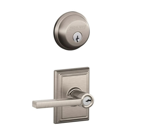 Schlage Residential FB50LAT619ADD Latitude Lever with Addison Rose Combo Pack Satin Nickel Finish