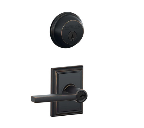 Schlage Residential FB50LAT716ADD Latitude Lever with Addison Rose Combo Pack Aged Bronze Finish