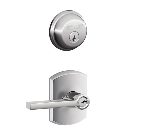 Schlage Residential FB50LAT625GRW Latitude Lever with Greenwich Rose Combo Pack Polished Chrome Finish