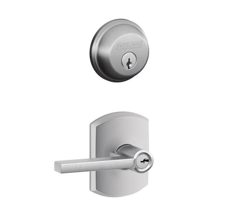Schlage Residential FB50LAT626GRW-1 Latitude Lever with Greenwich Rose Combo Pack Satin Chrome Finish