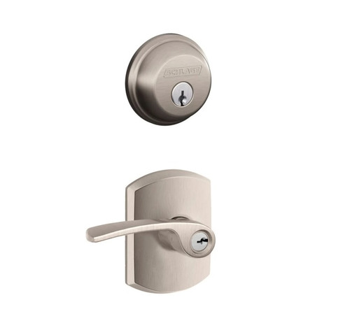 Schlage Residential FB50MER619GRW Merano Lever with Greenwich Rose Combo Pack Satin Nickel Finish