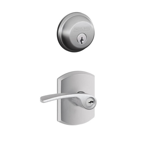 Schlage Residential FB50MER626GRW Merano Lever with Greenwich Rose Combo Pack Satin Chrome Finish