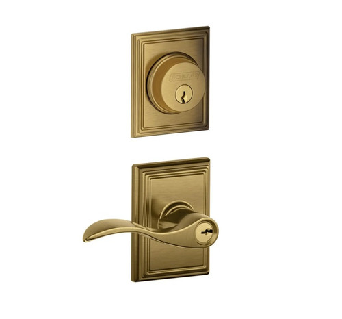 Schlage Residential FB50ACC609ADD Accent Lever and Addison Rose Combo Pack Antique Brass Finish