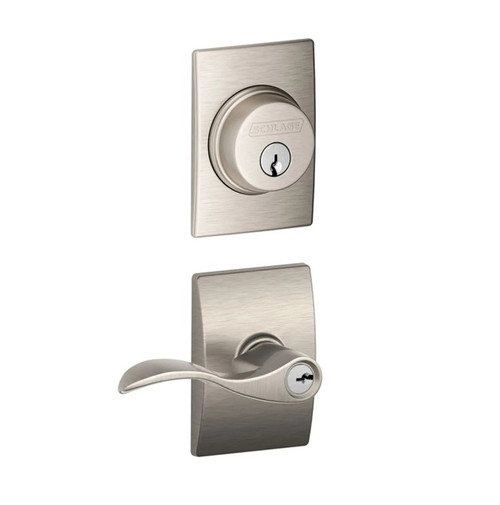 Schlage Residential FB50ACC619CEN Accent Lever and Century Rose Combo Pack Satin Nickel Finish