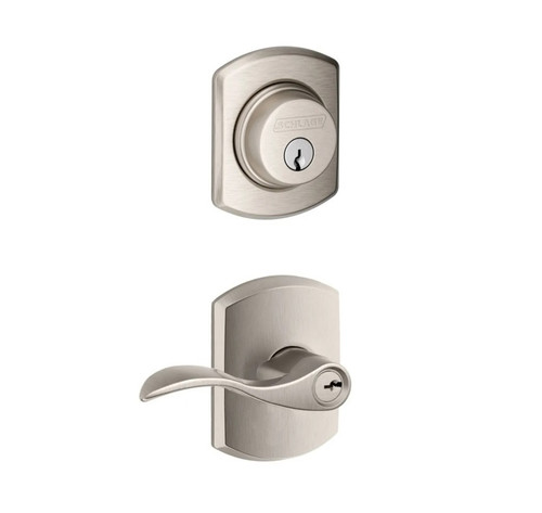 Schlage Residential FB50ACC619GRW Accent Lever and Greenwich Rose Combo Pack Satin Nickel Finish