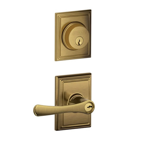 Schlage Residential FB50VLA609ADD Avila Lever and Addison Rose Combo Pack Antique Brass Finish