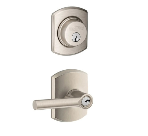 Schlage Residential FB50BRW619GRW Broadway Lever with Greenwich Rose Combo Pack Satin Nickel Finish