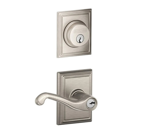 Schlage Residential FB50FLA619ADD Flair Lever with Addison Rose Combo Pack Satin Nickel Finish
