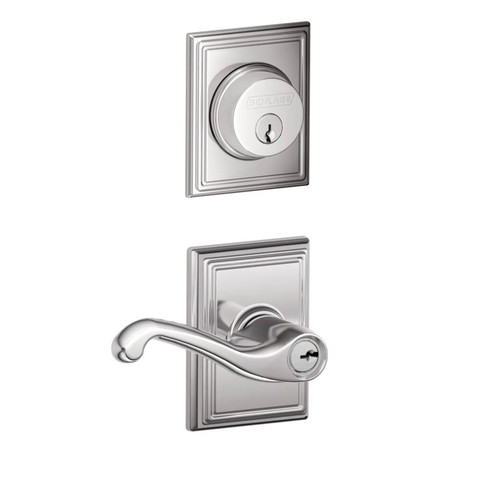Schlage Residential FB50FLA625ADD Flair Lever with Addison Rose Combo Pack Polished Chrome Finish