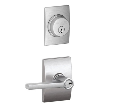Schlage Residential FB50LAT626CEN Latitude Lever with Century Rose Combo Pack Satin Chrome Finish