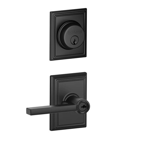 Schlage Residential FB50LAT622ADD Latitude Lever with Adison Rose Combo Pack Matte Black Finish