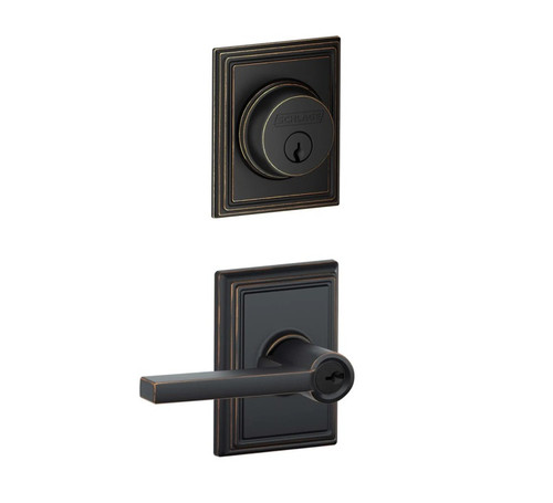 Schlage Residential FB50LAT716ADD Latitude Lever with Adison Rose Combo Pack Aged Bronze Finish