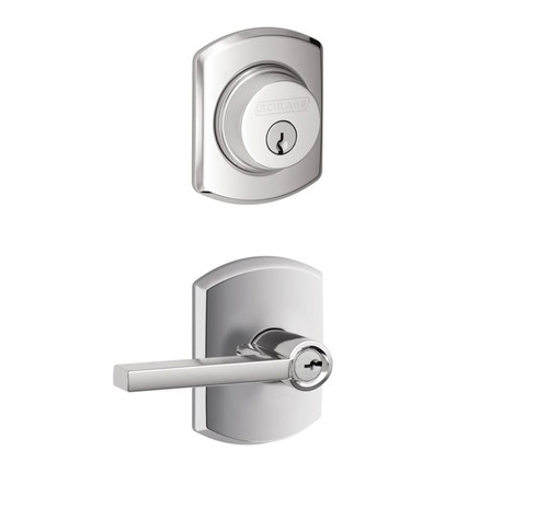 Schlage Residential FB50LAT625GRW Latitude Lever with Greenwich Rose Combo Pack Polished Chrome Finish