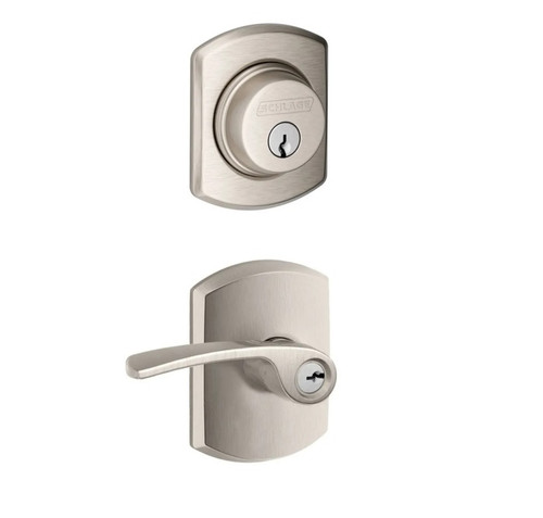 Schlage Residential FB50MER619GRW Merano Lever with Greenwich Rose Combo Pack Satin Nickel Finish