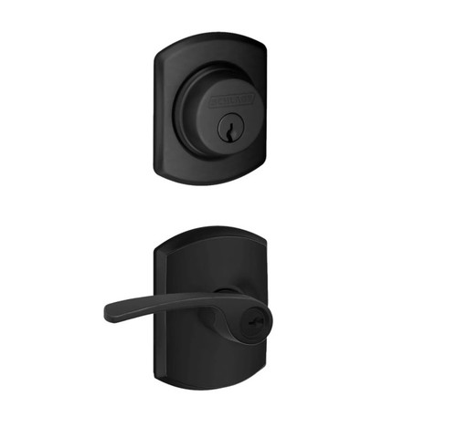Schlage Residential FB50MER622GRW Merano Lever with Greenwich Rose Combo Pack Matte Black Finish