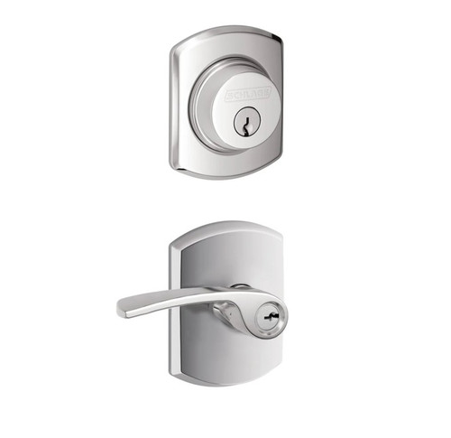 Schlage Residential FB50MER625GRW Merano Lever with Greenwich Rose Combo Pack Polished Chrome Finish