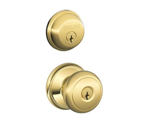 Schlage Residential FB50AND505 Andover Knob Combo Pack Lifetime Brass Finish