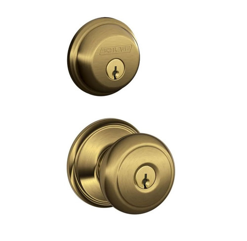 Schlage Residential FB50AND609 Andover Knob Combo Pack Antique Brass Finish