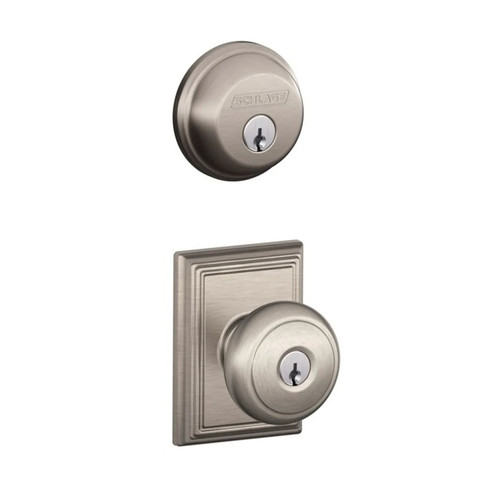 Schlage Residential FB50AND619ADD-1 Andover Knob with Addison Rose Combo Pack Satin Nickel Finish