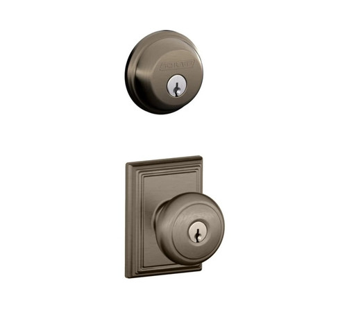 Schlage Residential FB50AND620ADD-1 Andover Knob with Addison Rose Combo Pack Antique Pewter Finish
