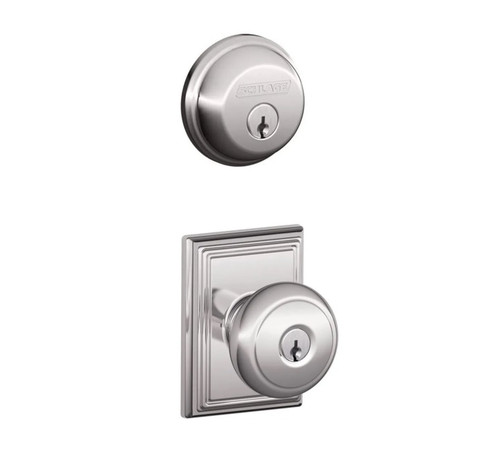 Schlage Residential FB50AND625ADD-1 Andover Knob with Addison Rose Combo Pack Polished Chrome Finish