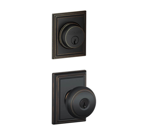 Schlage Residential FB50AND716ADD Andover Knob with Addison Rose Combo Pack Aged Bronze Finish