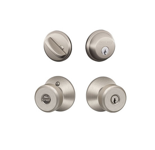 Schlage Residential FB50BWE619 Bowery Knob Combo Pack Satin Nickel Finish