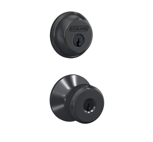 Schlage Residential FB50BWE530 Bowery Knob Combo Pack Black Stainless Finish