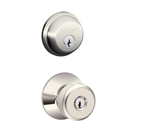 Schlage Residential FB50BWE618 Bowery Knob Combo Pack Polished Nickel Finish