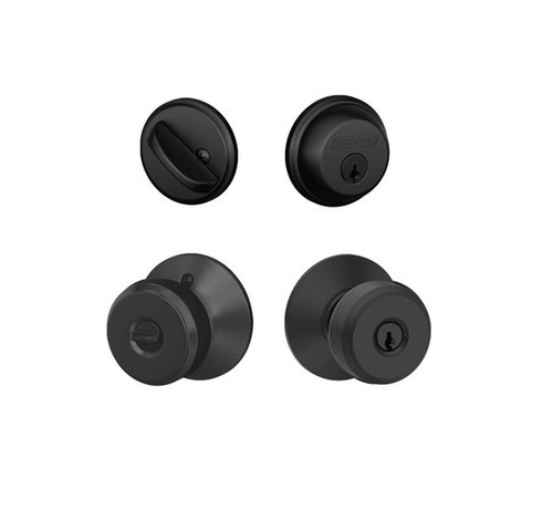 Schlage Residential FB50BWE622 Bowery Knob Combo Pack Matte Black Finish