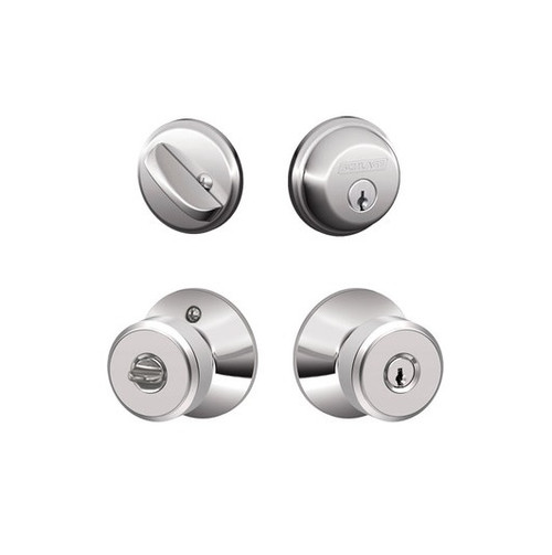 Schlage Residential FB50BWE625 Bowery Knob Combo Pack Polished Chrome Finish