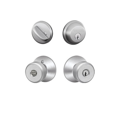 Schlage Residential FB50BWE626 Bowery Knob Combo Pack Satin Chrome Finish