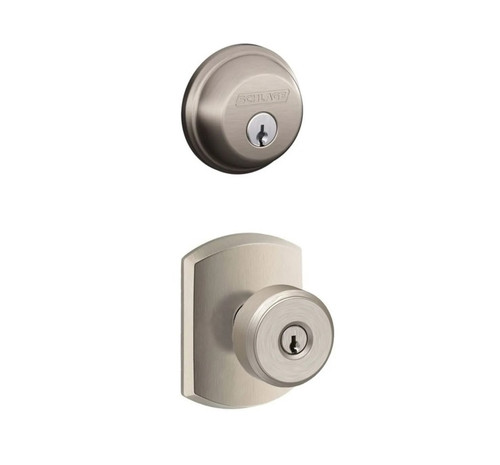 Schlage Residential FB50BWE619GRW-1 Bowery Knob with Greenwich Rose Combo Pack Satin Nickel Finish