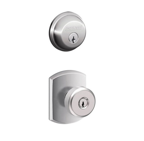 Schlage Residential FB50BWE625GRW-1 Bowery Knob with Greenwich Rose Combo Pack Polished Chrome Finish