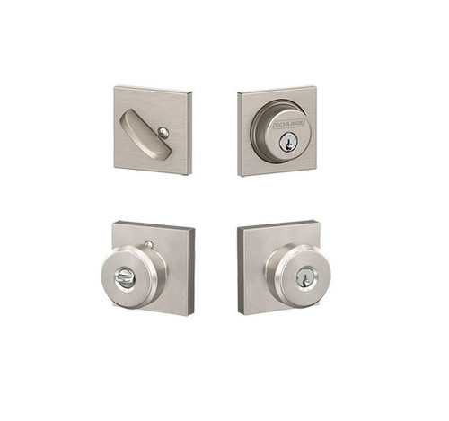 Schlage Residential FB50BWE619COL Bowery Knob with Collins Rose Combo Pack Satin Nickel Finish